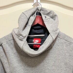 Nike Grey Hooded Sweatshirt with Red Logo Tag